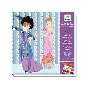 Раскраска с акварельными красками и фломастерами - История платья (Djeco, 08734k)